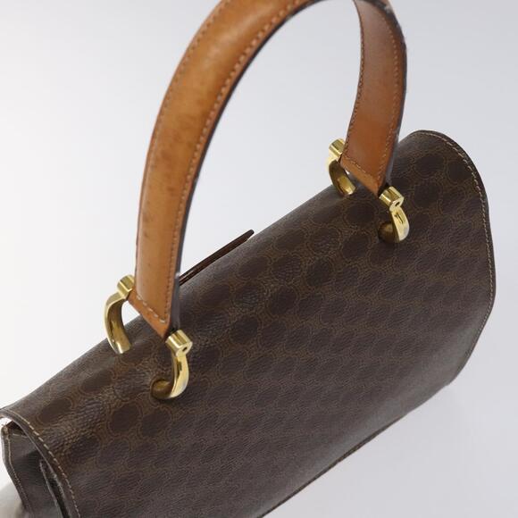 CELINE Macadam Canvas Hand Bag Pvc Leather Brown Gold - Picture 6 of 13